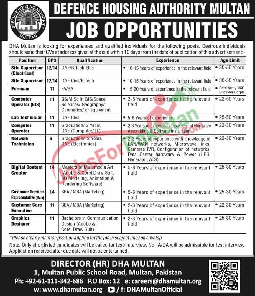 DHA Multan Jobs 2020