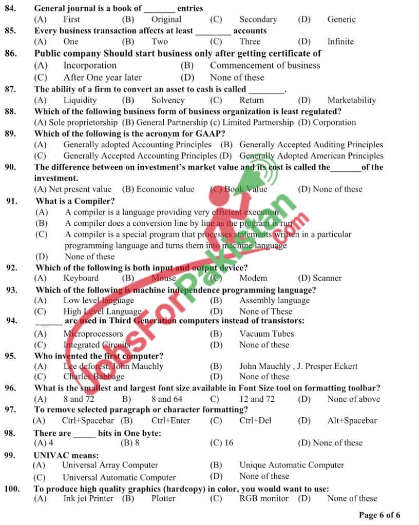 FPSC Officer past papers