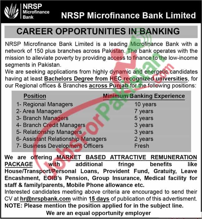 NRSP Bank Jobs 2020 Apply Online