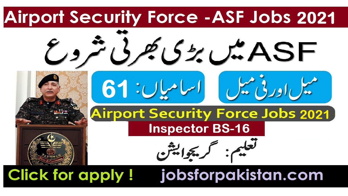 ASF Inspector FPSC Jobs 2021 Airport Security Force